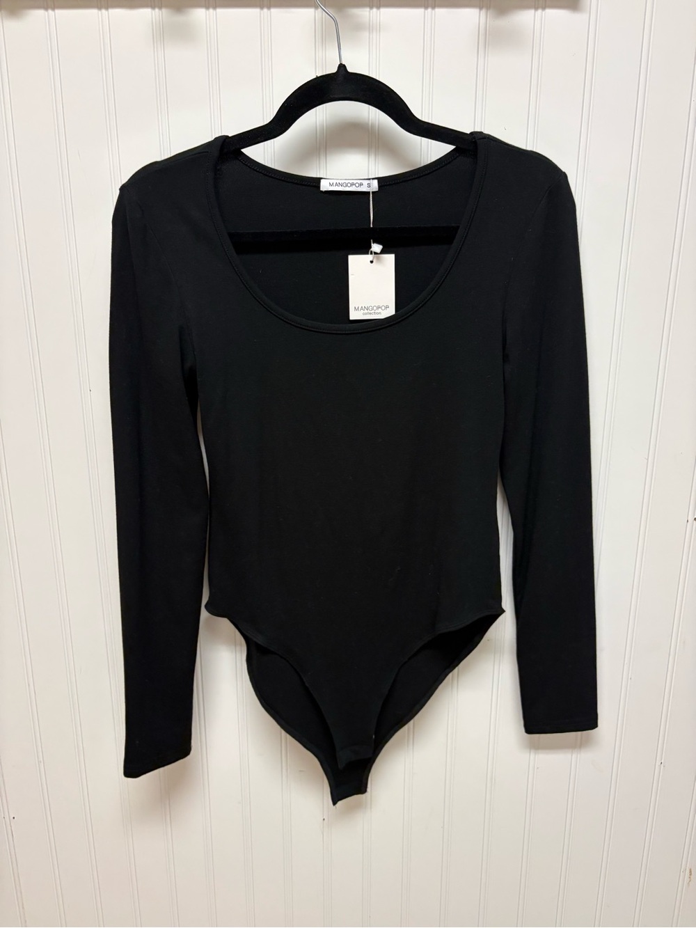Mango Black Long Sleeve Scoop Neck Bodysuit